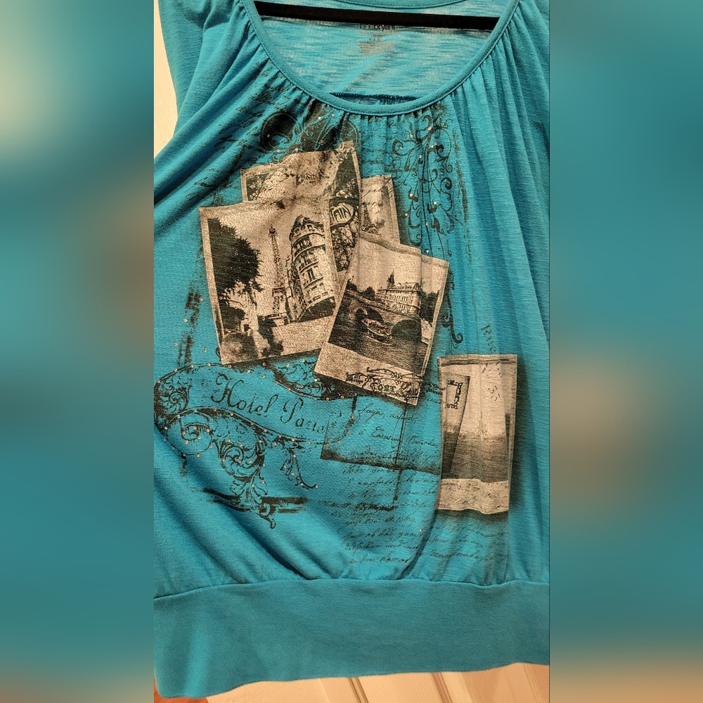 Lane Bryant Women's Blue Graphic Top